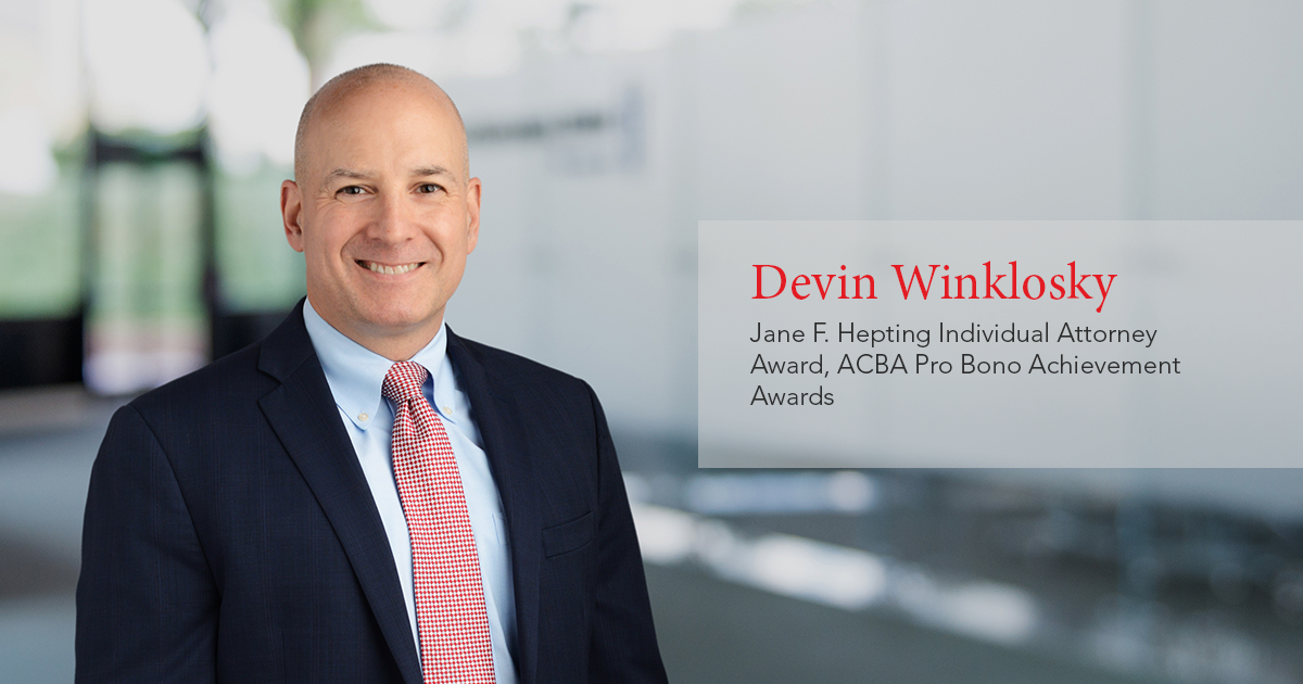 Winklosky honored with Jane F. Hepting Individual Attorney Award for ...